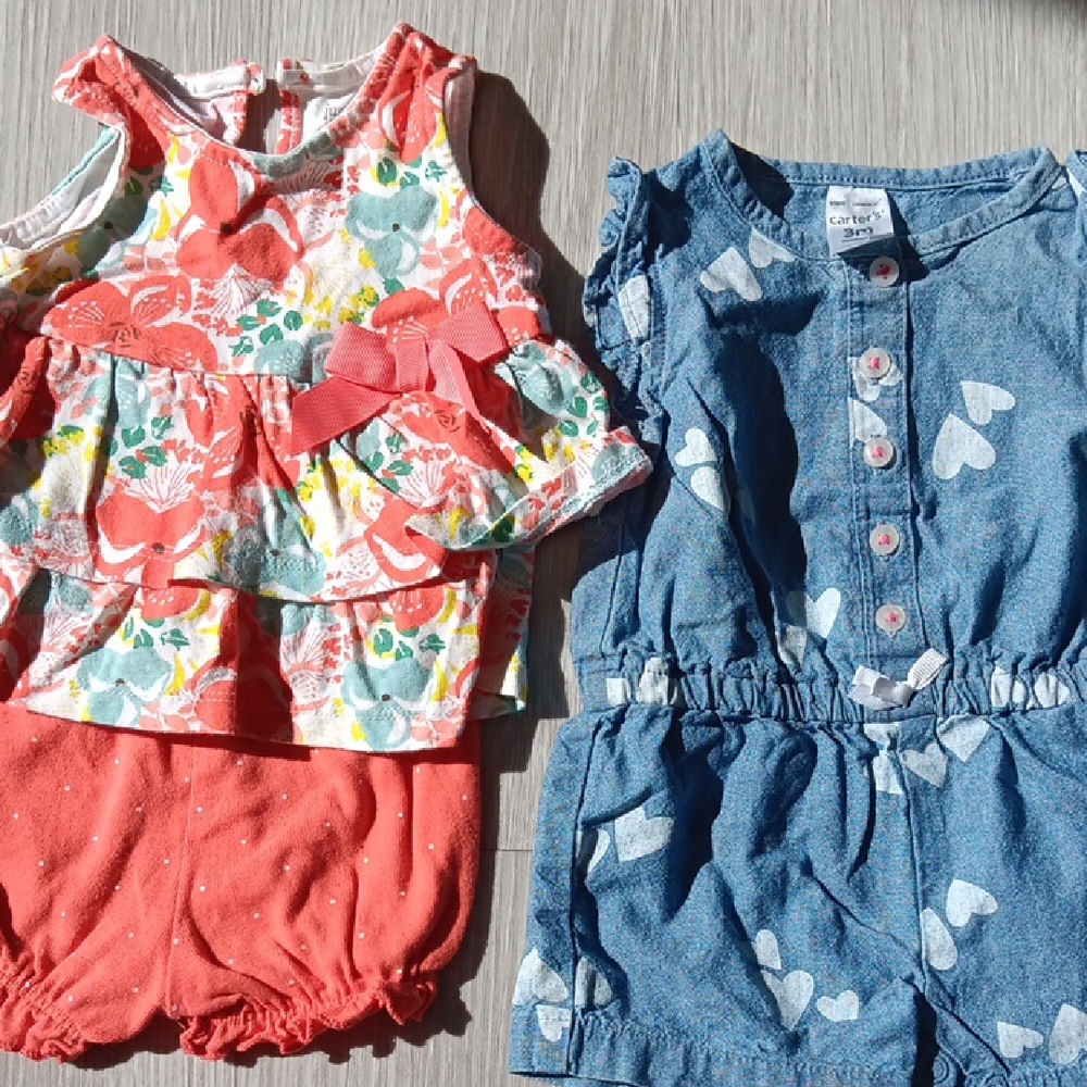 Carter's Baby Girl Floral and Denim Romper Set